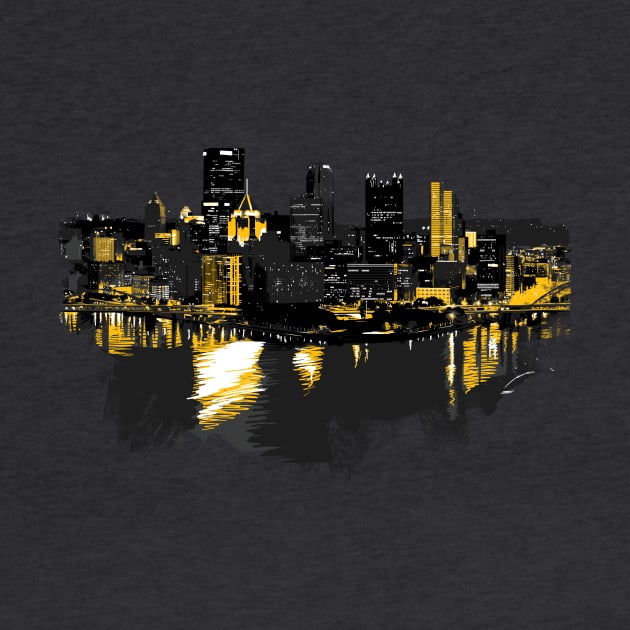 Pittsburgh Downtown Skyline Digital Painting by polliadesign